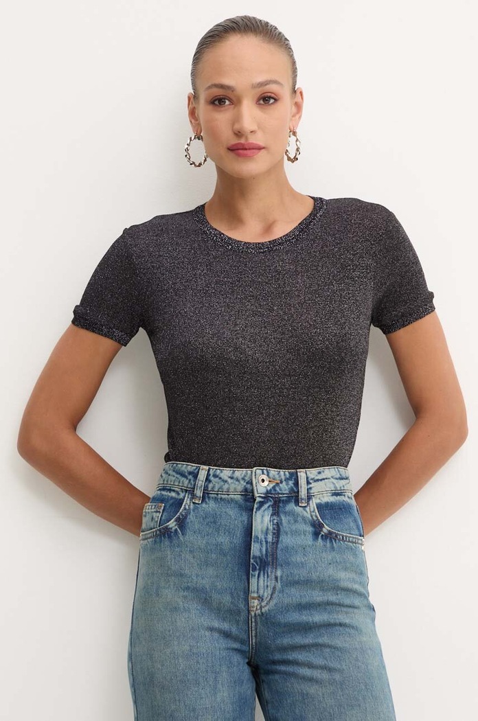 Patrizia Pepe t-shirt z elastanem czarny 8K0159.K128