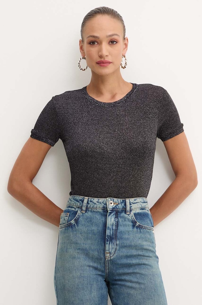 Patrizia Pepe t-shirt z elastanem czarny 8K0159.K128