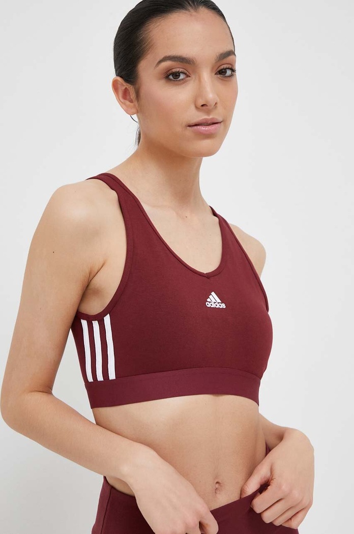 adidas biustonosz sportowy bez fiszbinów bordowy IK8320