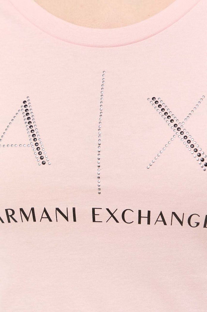 Bavlnené tričko Armani Exchange 8NYT83.YJ16Z ružová