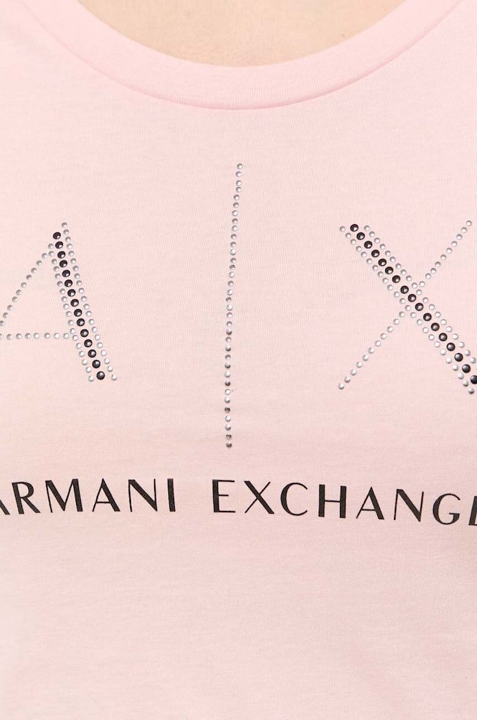 Bavlnené tričko Armani Exchange 8NYT83.YJ16Z ružová