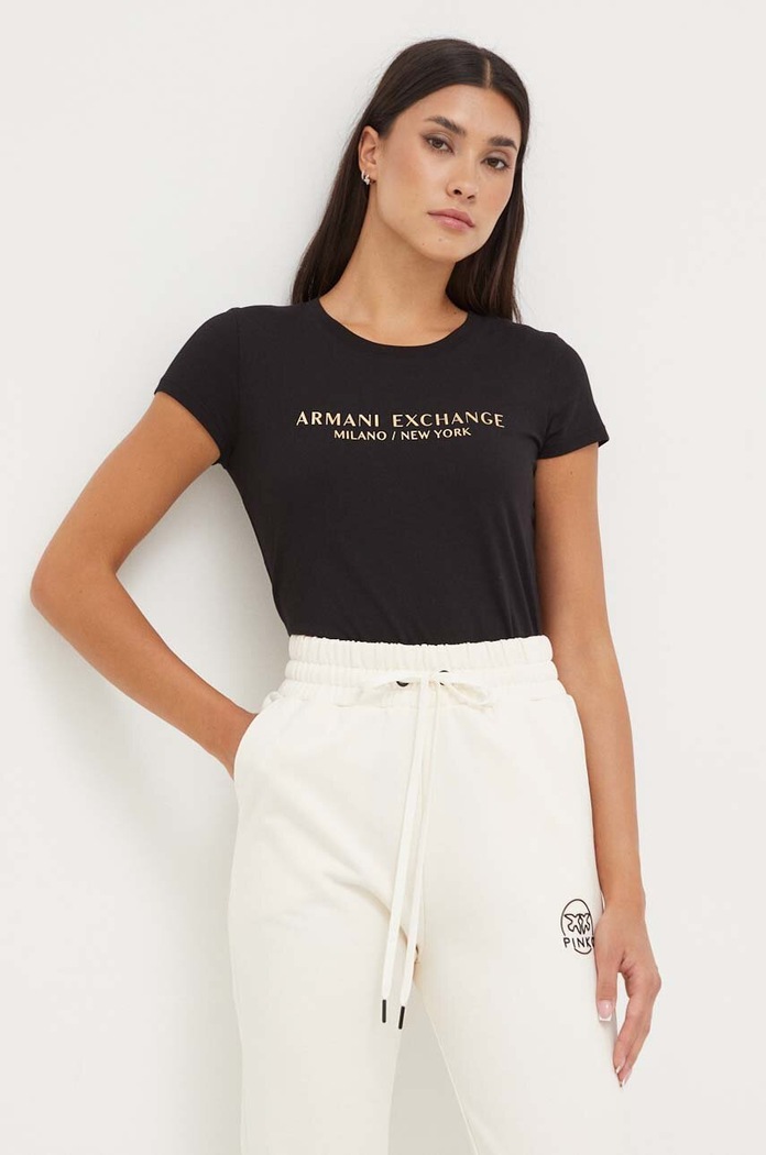 Armani Exchange t-shirt bawełniany nadruk czarny 8NYTAB.YJG3Z