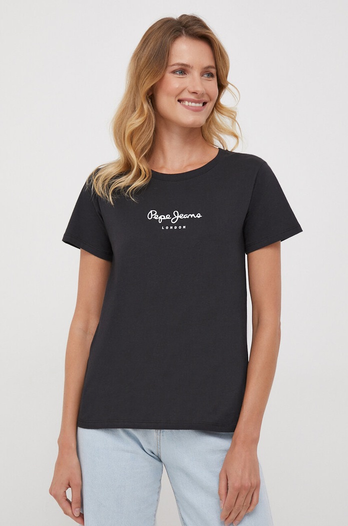 Pepe Jeans t-shirt bawełniany nadruk czarny PL505710.999
