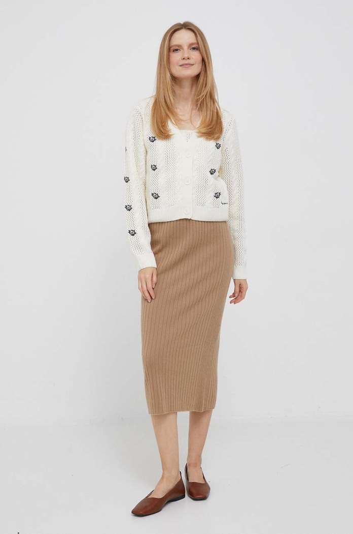 Top s příměsí vlny Pepe Jeans Emalynn PL702067.808 béžová AW23