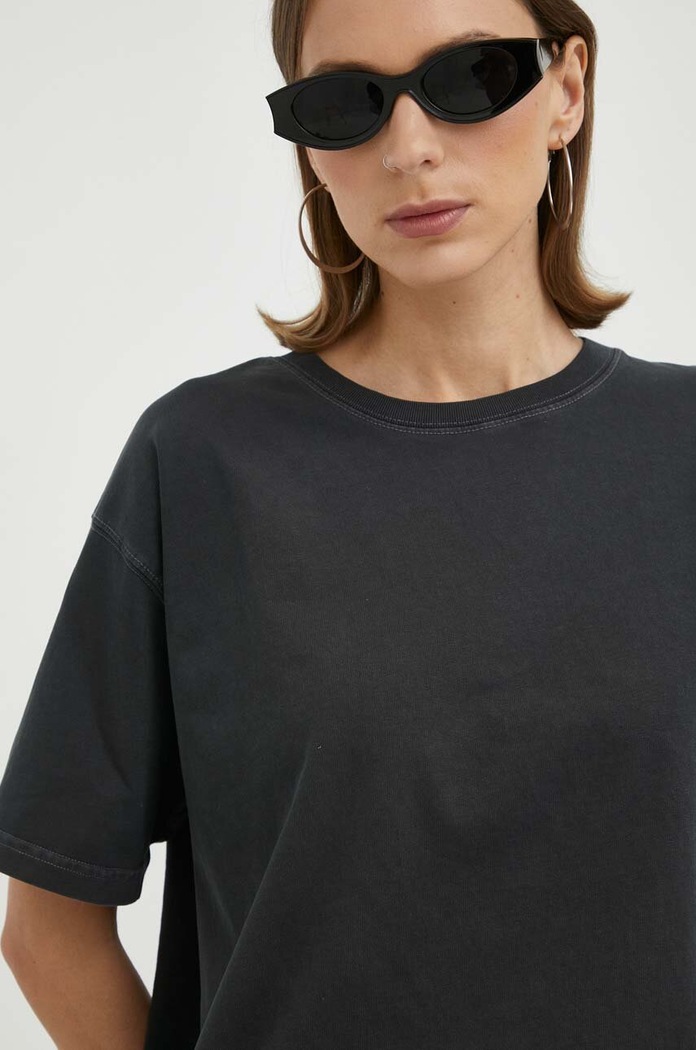 Βαμβακερό μπλουζάκι American VintageT-SHIRT DROIT MC COL ROND βαμβάκι γκρί FIZ02AH23