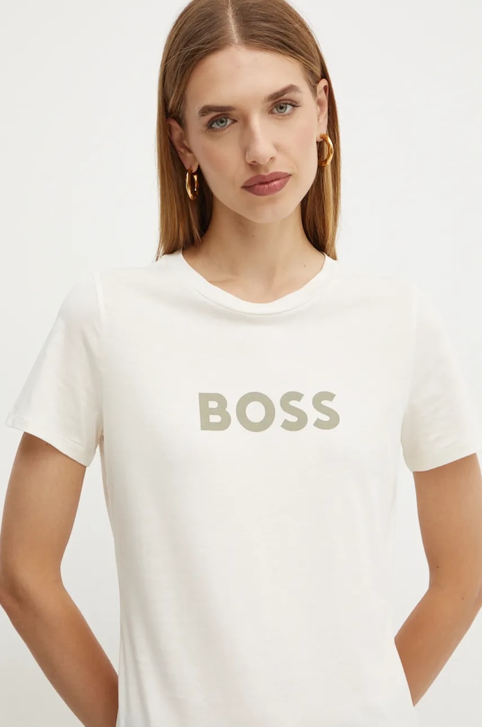 Бавовняна футболка Boss Orange BOSS ORANGE C_Elogo_5 бавовна бежевий 50501139