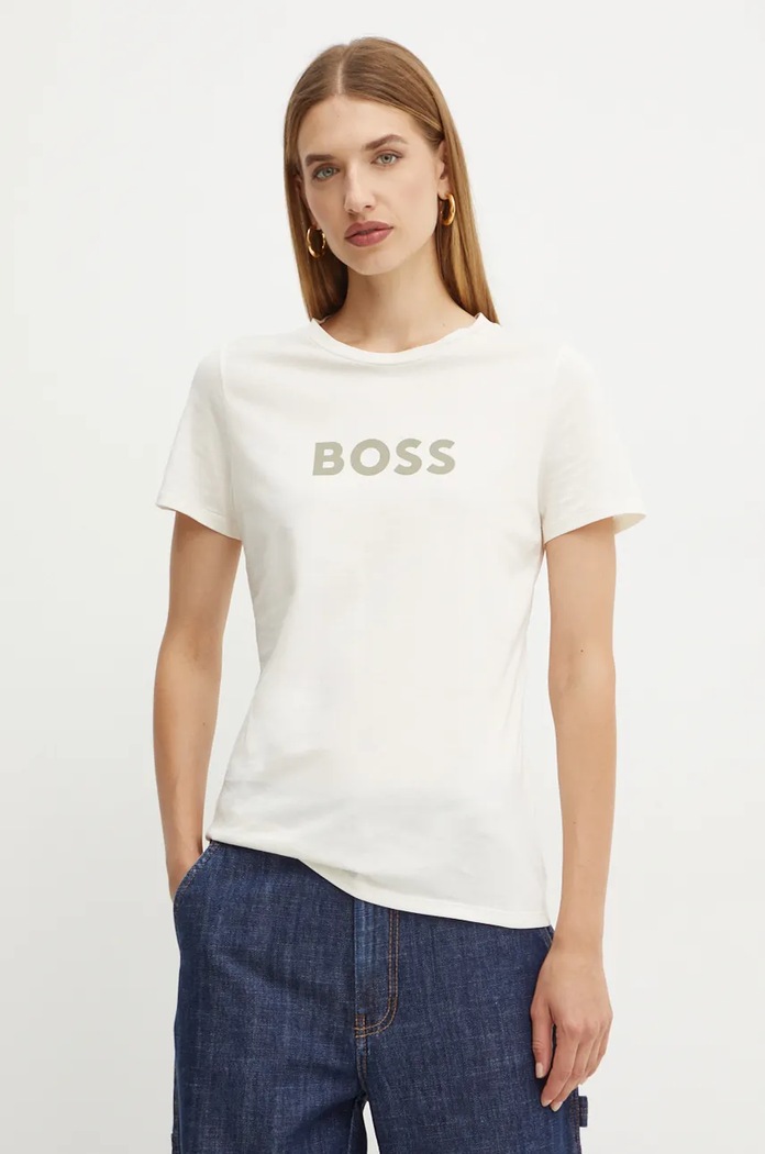 Бавовняна футболка Boss Orange BOSS ORANGE C_Elogo_5 бежевий 50501139