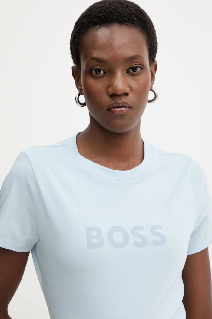 BOSS Orange pamut póló BOSS ORANGE kék 50501139