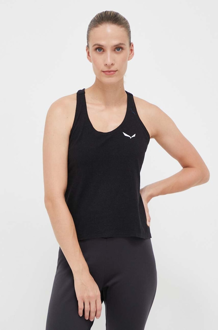 Αθλητικό top Salewa Lavaredo Hemp Cropped κανονικό μαύρο 00.0000028369