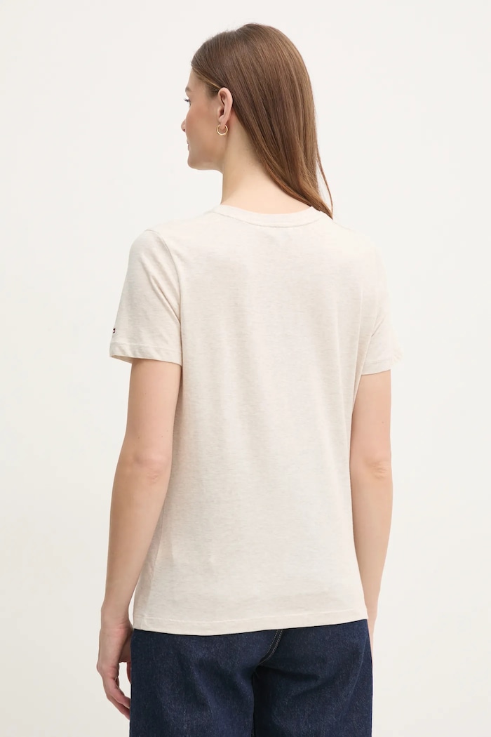 Îmbrăcăminte Tommy Hilfiger tricou pentru femei din bumbac WW0WW40276 bej