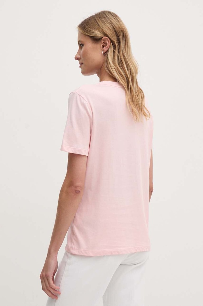 Tommy Hilfiger T-shirt damski bawełniany WW0WW40276 różowy SS26