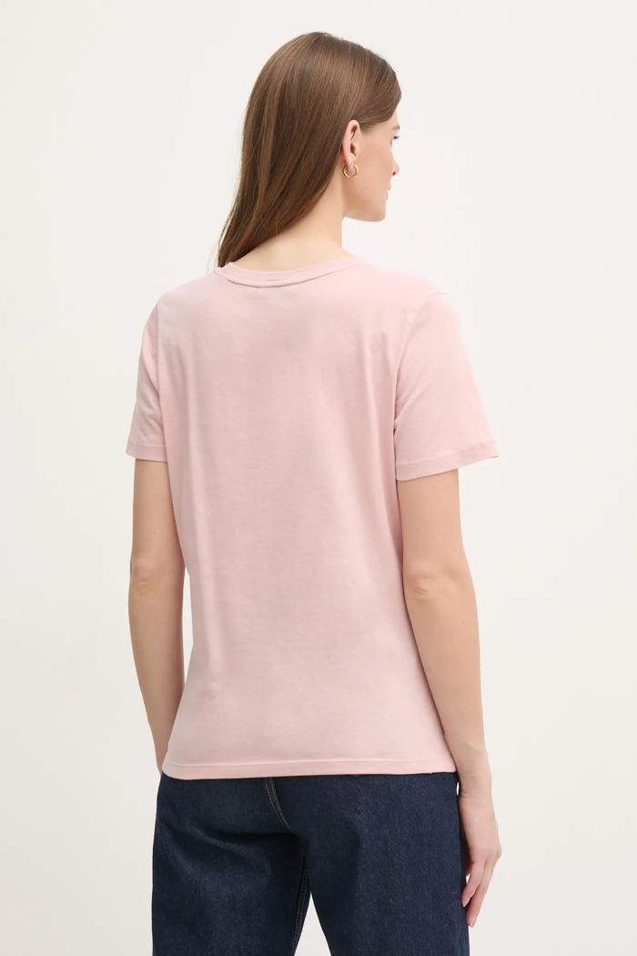 Дрехи Tommy Hilfiger тениска дамска от памук WW0WW40276 розов