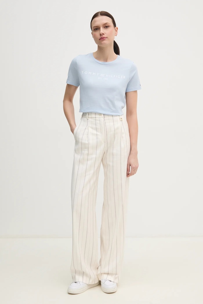 Tommy Hilfiger тениска дамска от памук WW0WW40276 син SS26