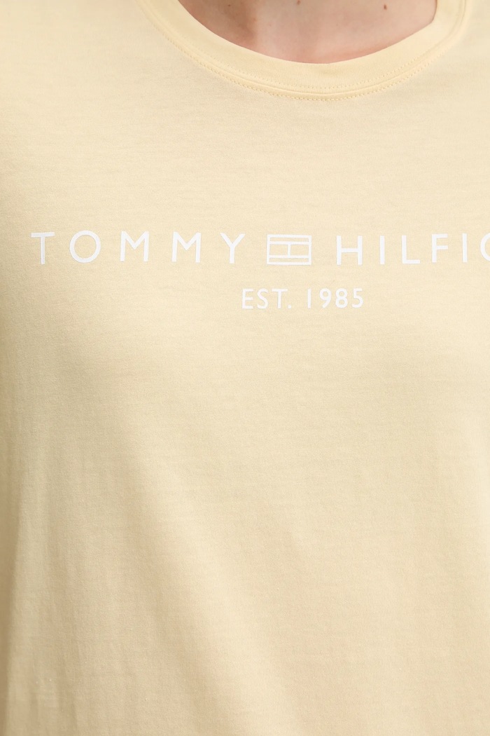 Tommy Hilfiger tricou pentru femei din bumbac galben WW0WW40276