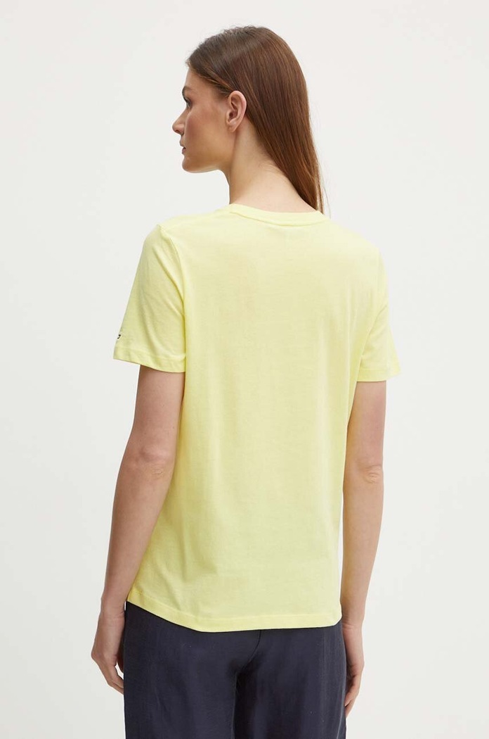 Дрехи Tommy Hilfiger тениска дамска от памук WW0WW40276 жълт