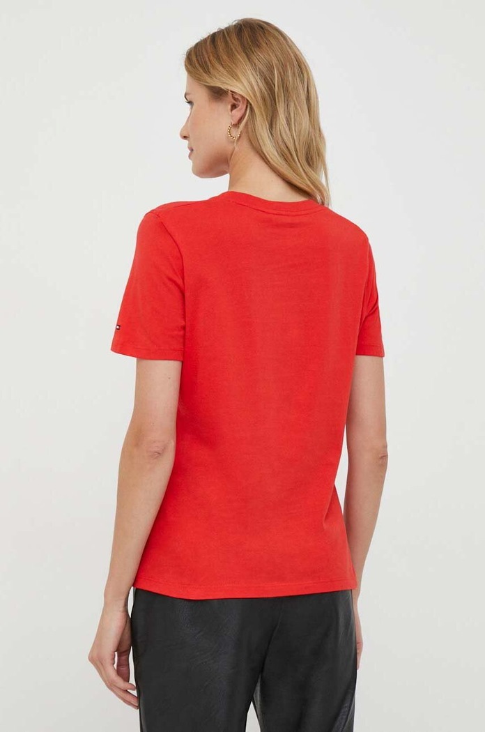 Ρούχα Tommy Hilfiger T-shirt γυναικείο βαμβακερό WW0WW40276 κόκκινο