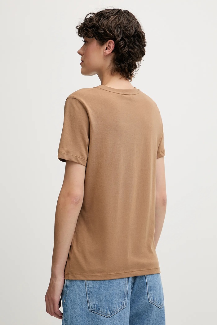 Tommy Hilfiger тениска дамска от памук WW0WW40276 кафяв SS26