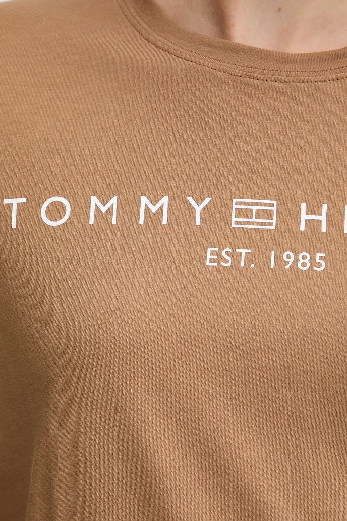 Tommy Hilfiger тениска дамска от памук кафяв WW0WW40276
