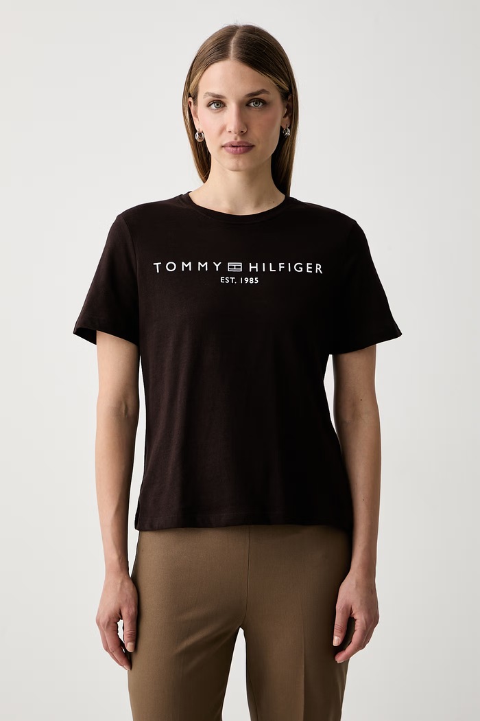 Tommy Hilfiger tričko dámské bavlněné hnědá WW0WW40276