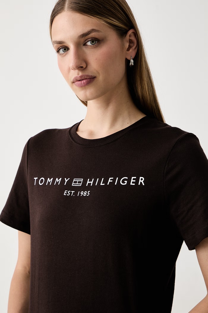 Tommy Hilfiger tričko dámské bavlněné hnědá WW0WW40276
