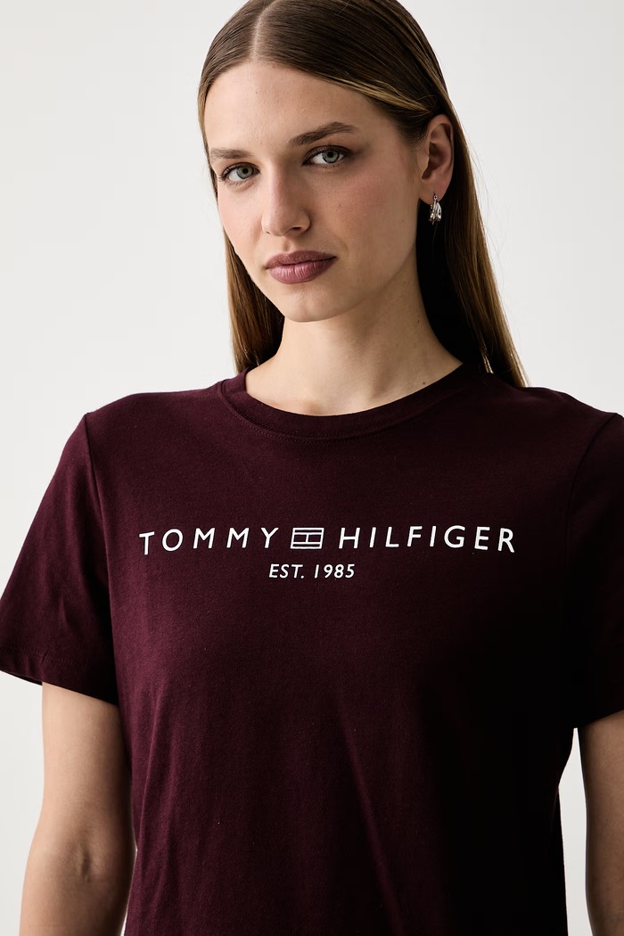 Tommy Hilfiger tričko dámské bavlněné burgundské WW0WW40276