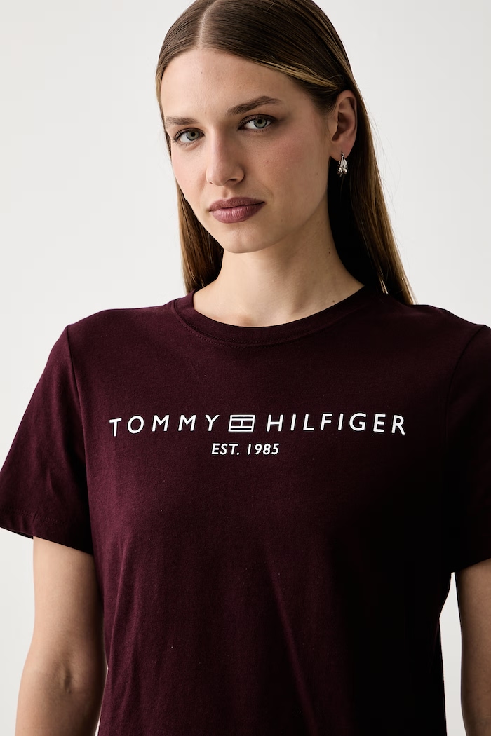Tommy Hilfiger tričko dámské bavlněné burgundské WW0WW40276