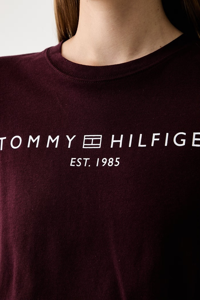 Tommy Hilfiger tričko dámské bavlněné WW0WW40276 burgundské