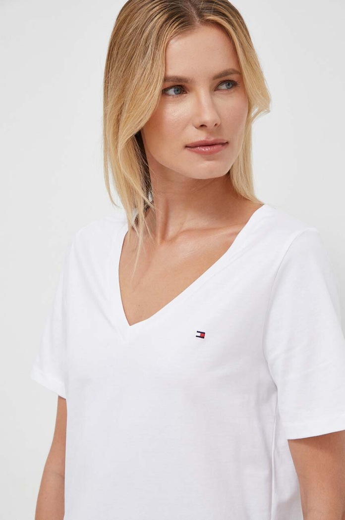 Bavlnené tričko Tommy Hilfiger jednofarebný biela WW0WW39781