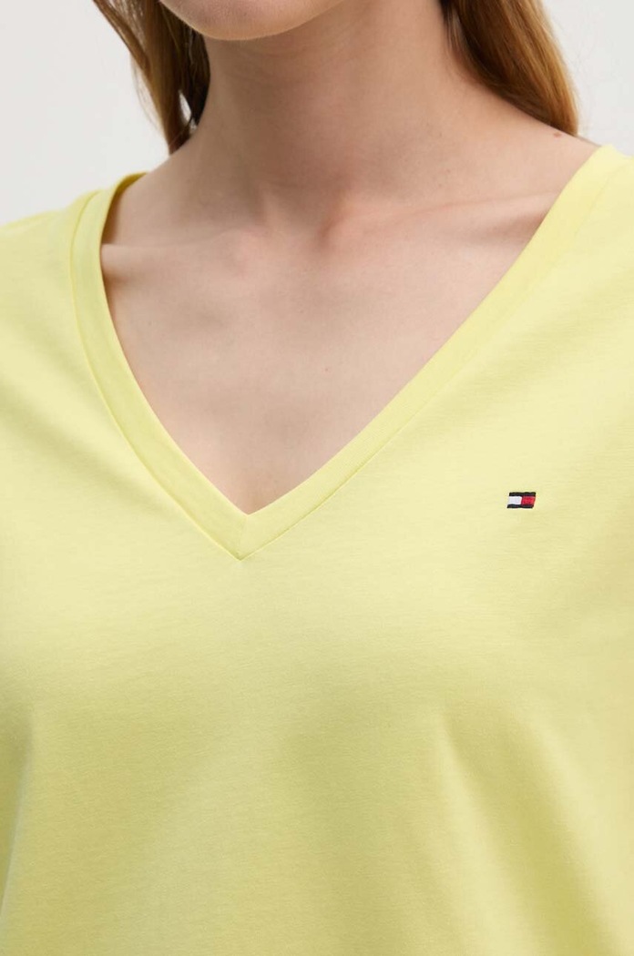 Tommy Hilfiger t-shirt bawełniany żółty WW0WW39781