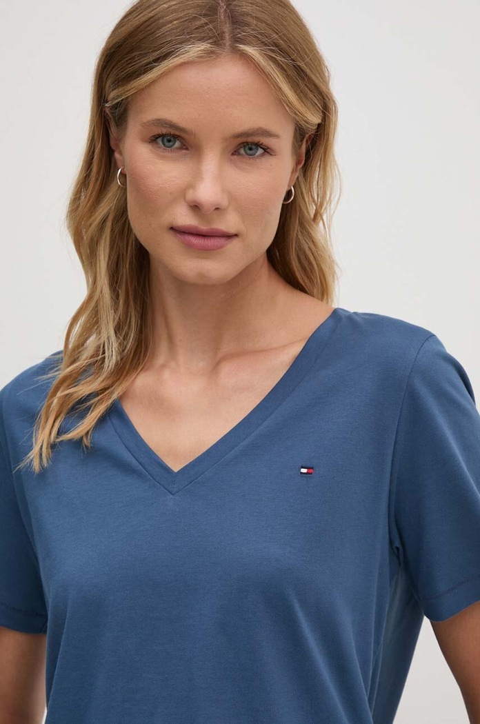 Oblečenie Bavlnené tričko Tommy Hilfiger WW0WW39781 modrá