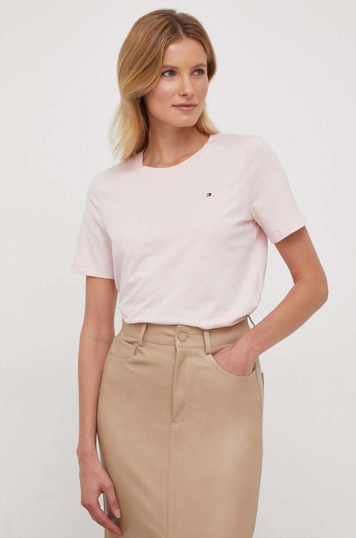 Tommy Hilfiger t-shirt bawełniany różowy WW0WW39848