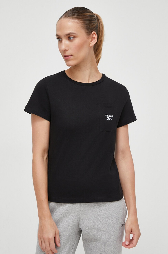 Bavlnené tričko Reebok IDENTITY potlač čierna 100031101