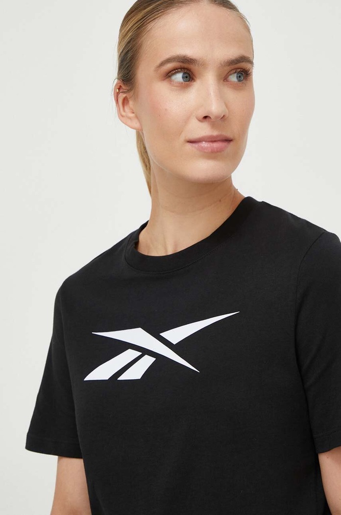 Βαμβακερό μπλουζάκι Reebok μαύρο 100073066