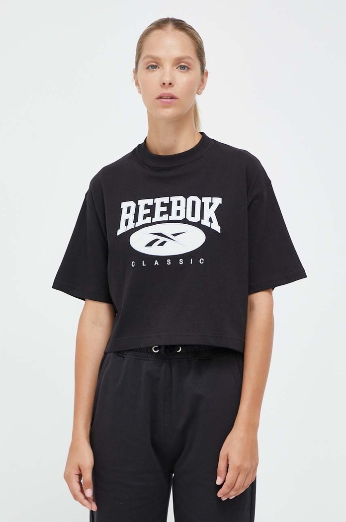 Pamučna majica Reebok Classic ARCHIVE ESSENTIALS natpis crna 100036314