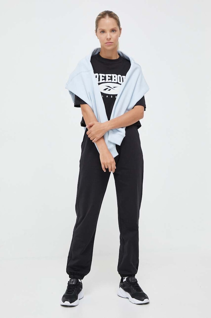 Pamučna majica Reebok Classic ARCHIVE ESSENTIALS 100036314 crna AW23
