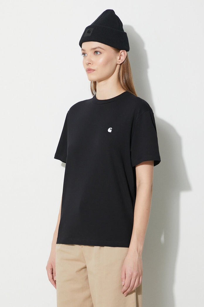 Βαμβακερό μπλουζάκι Carhartt WIP μαύρο I032206.0M4XX