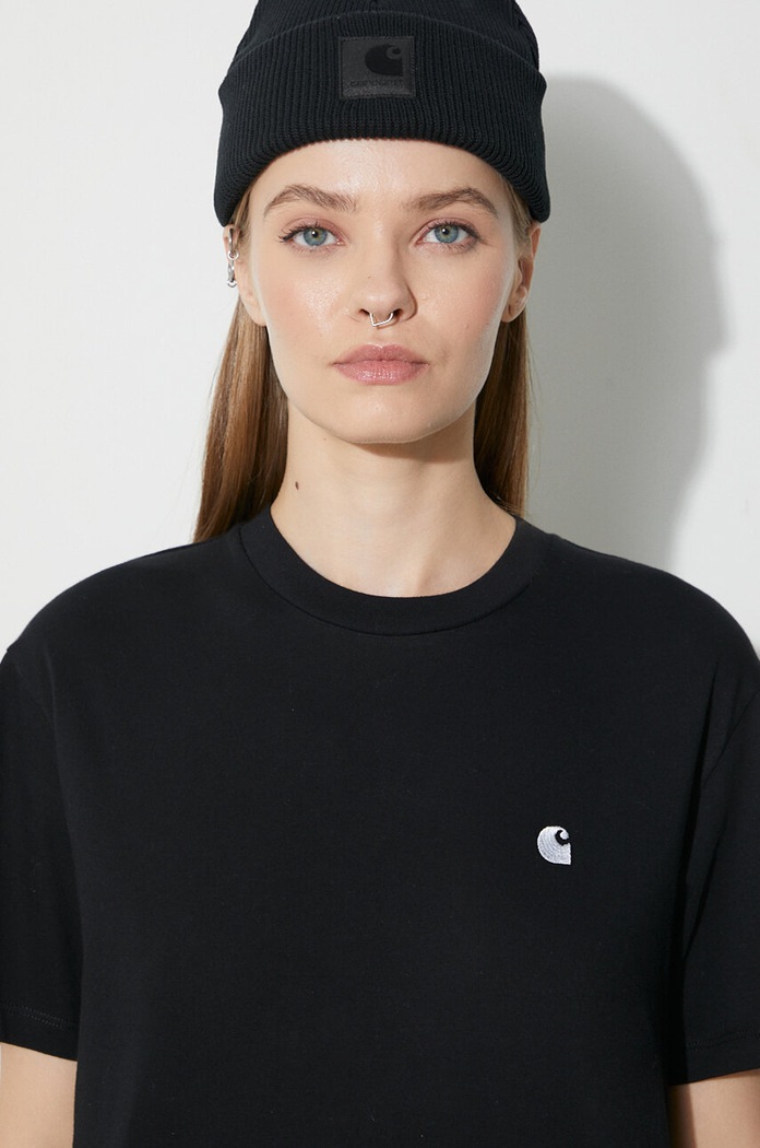 Βαμβακερό μπλουζάκι Carhartt WIP I032206.0M4XX μαύρο