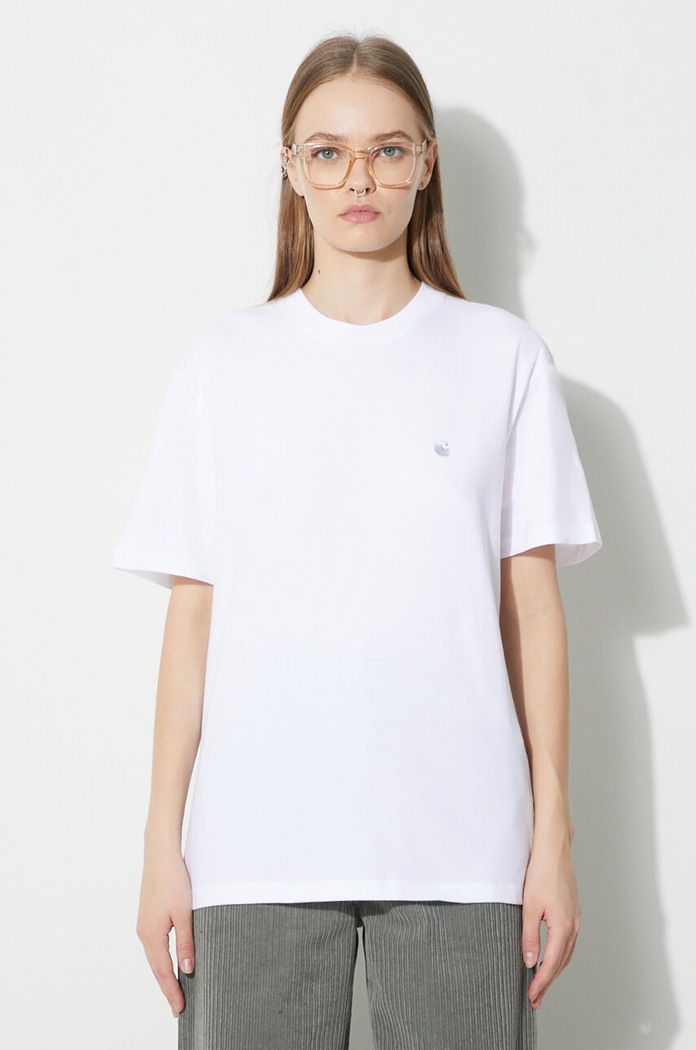 Βαμβακερό μπλουζάκι Carhartt WIP χαλαρό λευκό I032206.0YFXX