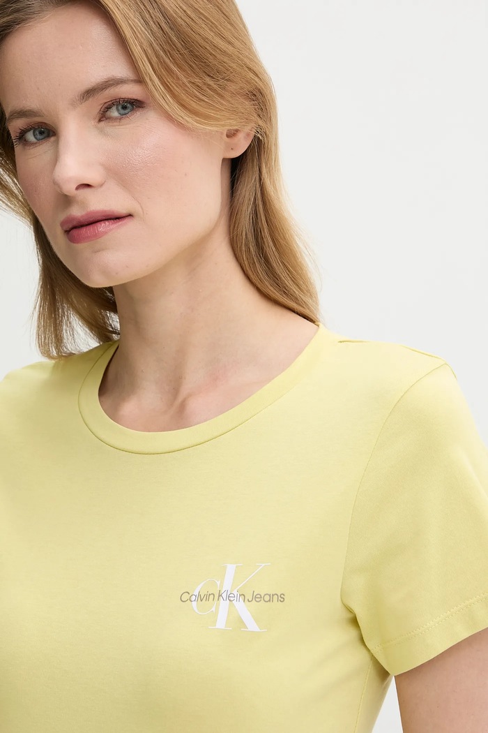 Памучна тениска Calvin Klein Jeans (2 броя) жълт J20J219734