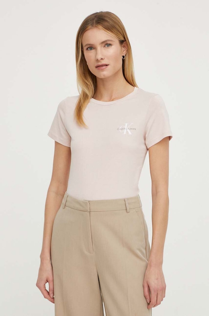 Βαμβακερό μπλουζάκι Calvin Klein Jeans 2-pack βαμβάκι ροζ J20J219734