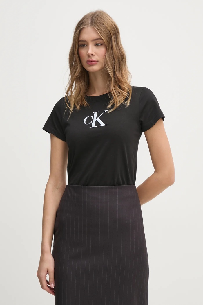 Bavlnené tričko Calvin Klein Jeans slim čierna J20J222343