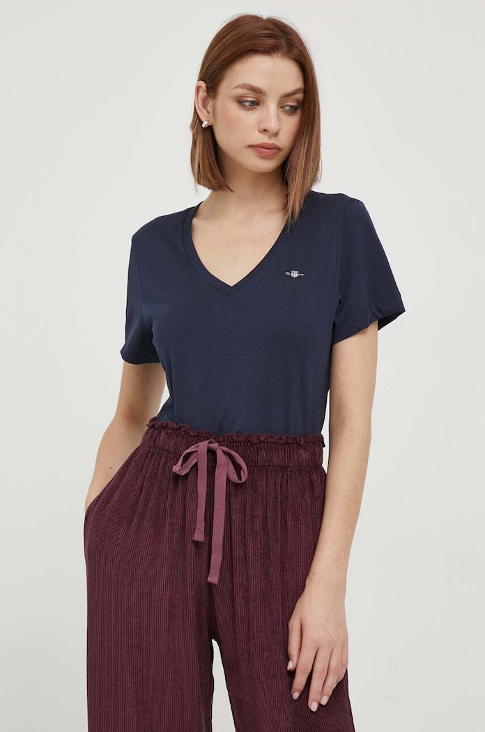 Gant tricou pentru femei din bumbac uni bleumarin 4200750