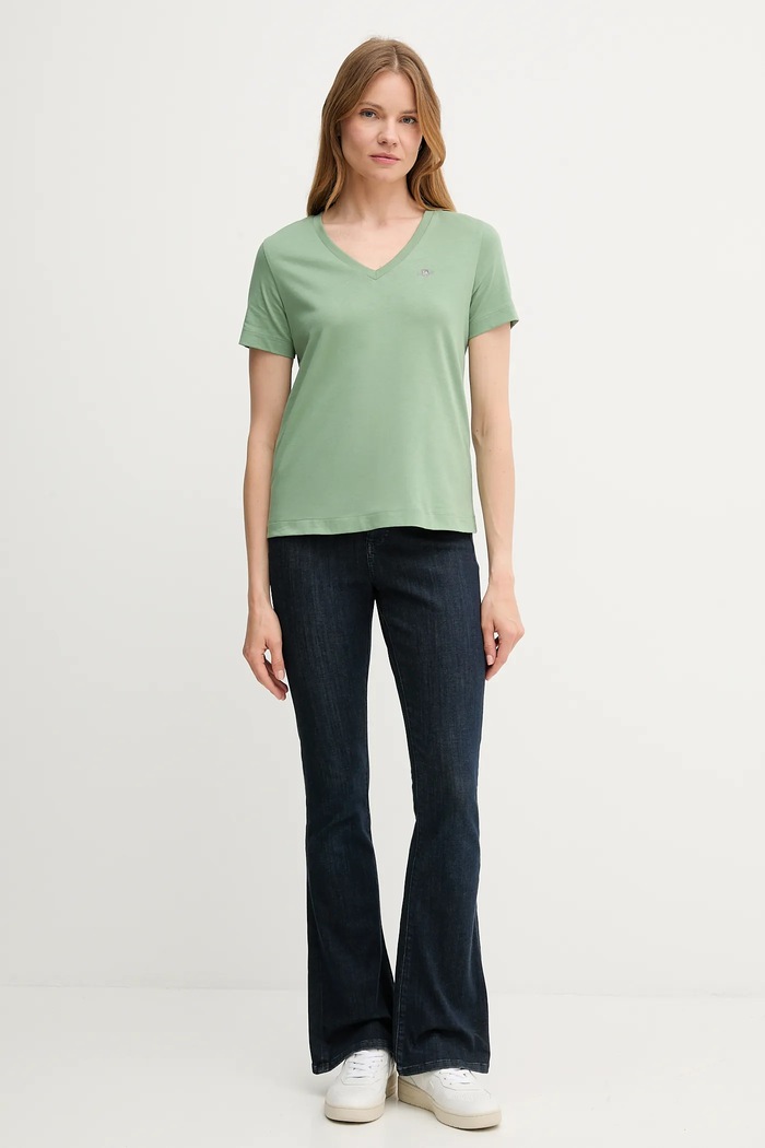 Gant tricou pentru femei din bumbac 4200750 verde SS26