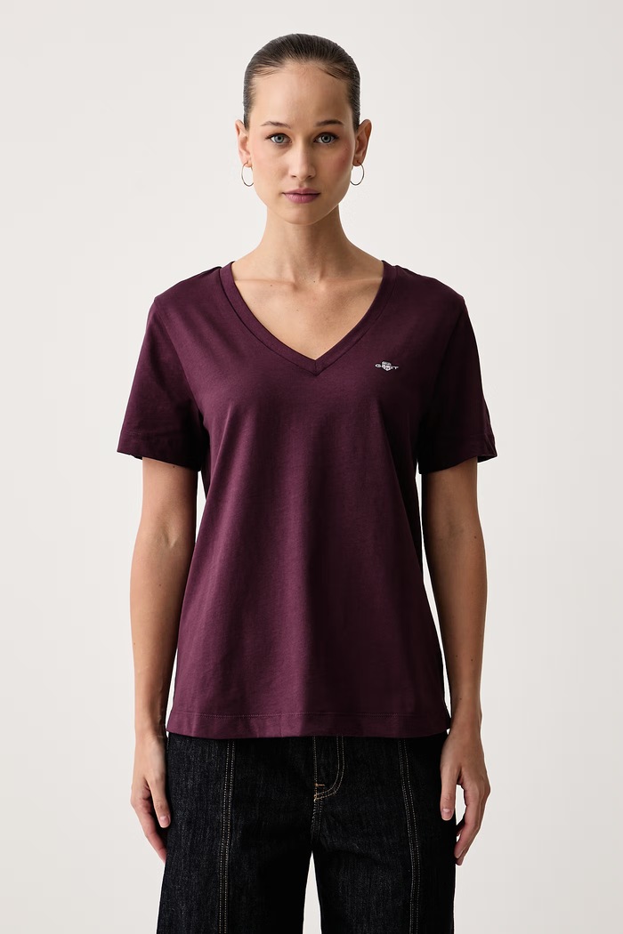 Gant T-shirt damski bawełniany bordowy 4200750