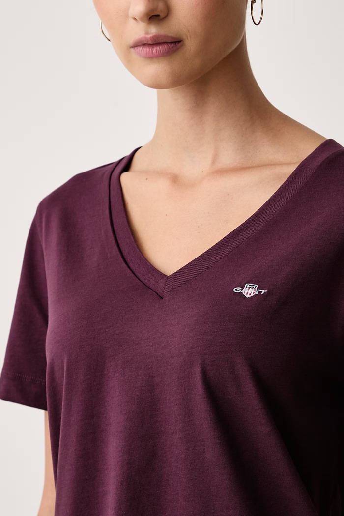T-shirt damski bawełniany Gant 4200750 bordowy