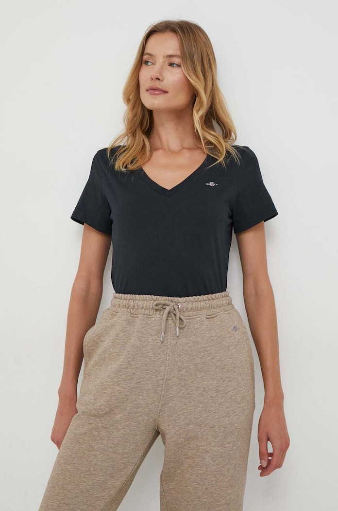 Gant T-shirt damski bawełniany bawełna czarny 4200750