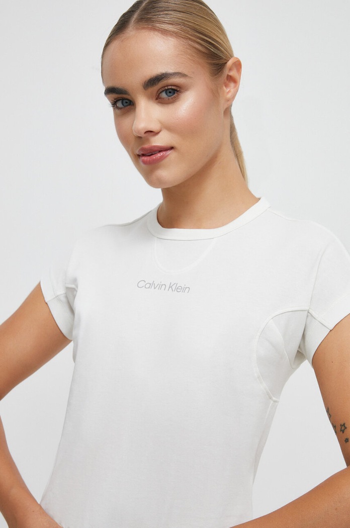 Μπλουζάκι προπόνησης Calvin Klein Performance στάμπα λευκό 00GWF3K154