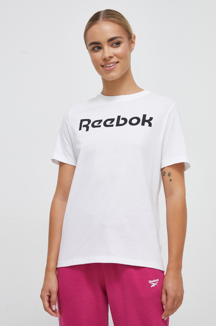 Bavlnené tričko Reebok potlač biela 100073077