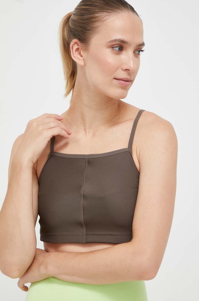 Reebok top do jogi z elastanem brązowy 100037450