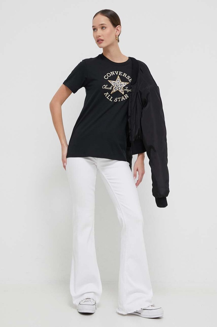 Converse tricou din bumbac 10026101.A02 negru AW23